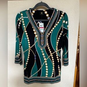 🌿 JM Collection NWT Regal Green Tunic Blouse XS ✨